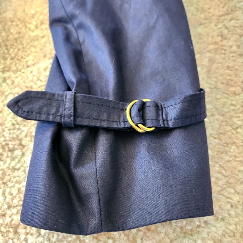 Vintage Italian Navy Blue & Red Trench Coat - Picture 5 of 13